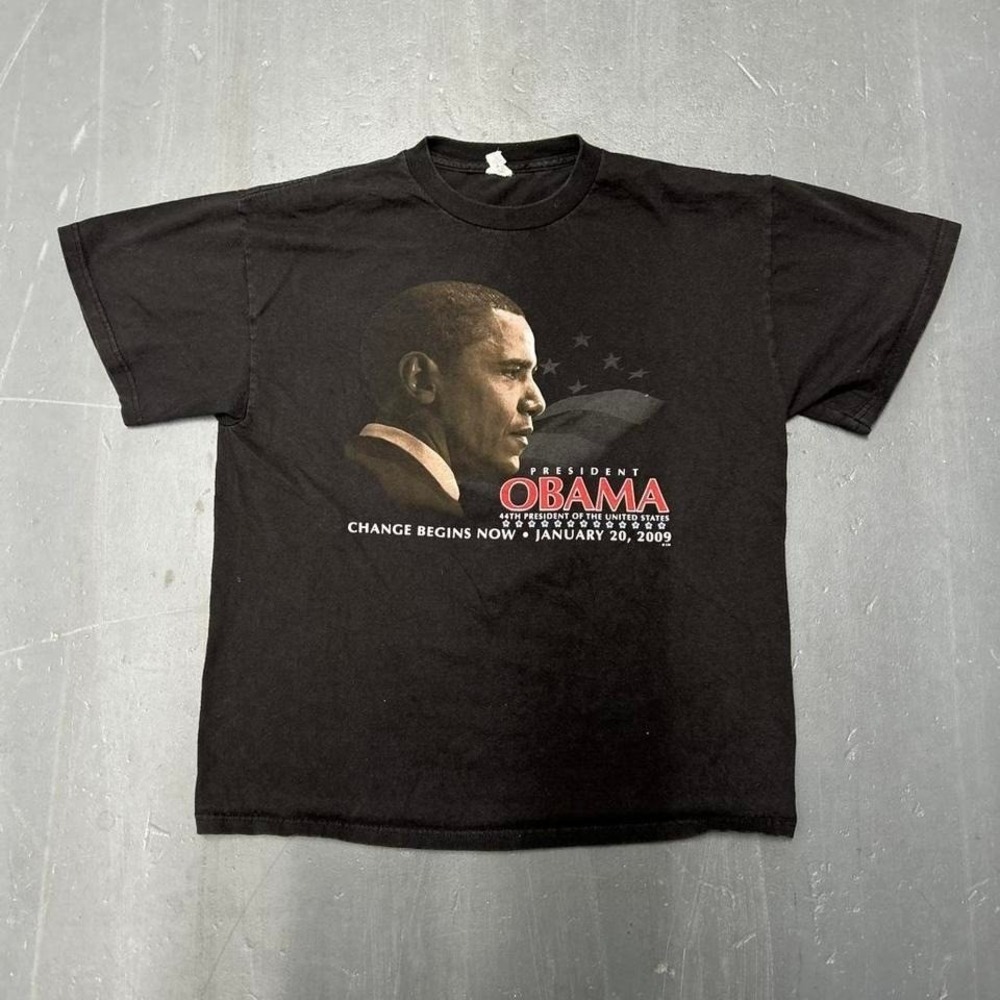 Y2K Barack Obama inauguration graphic tee shirt tshirt Size L